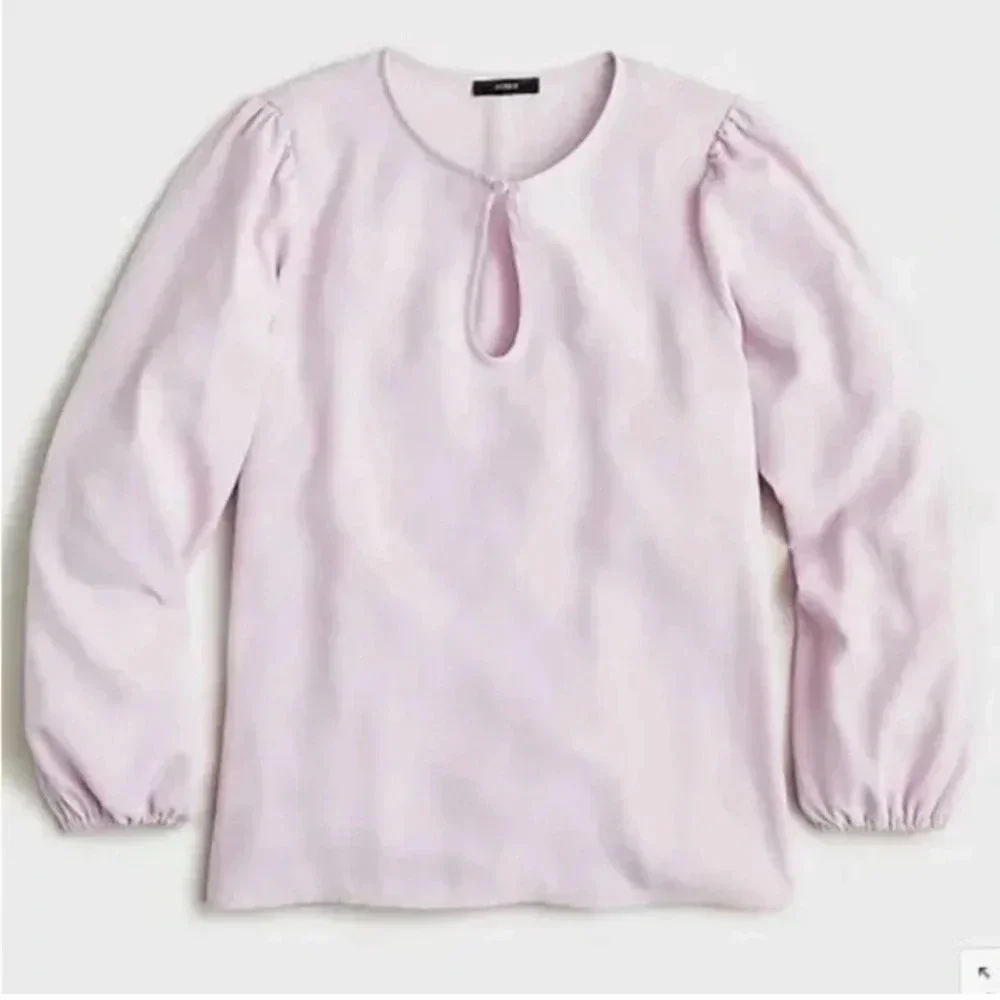 J. Crew Puff sleeve satin back crepe top in Pale Pink Size Small Tall NWT
